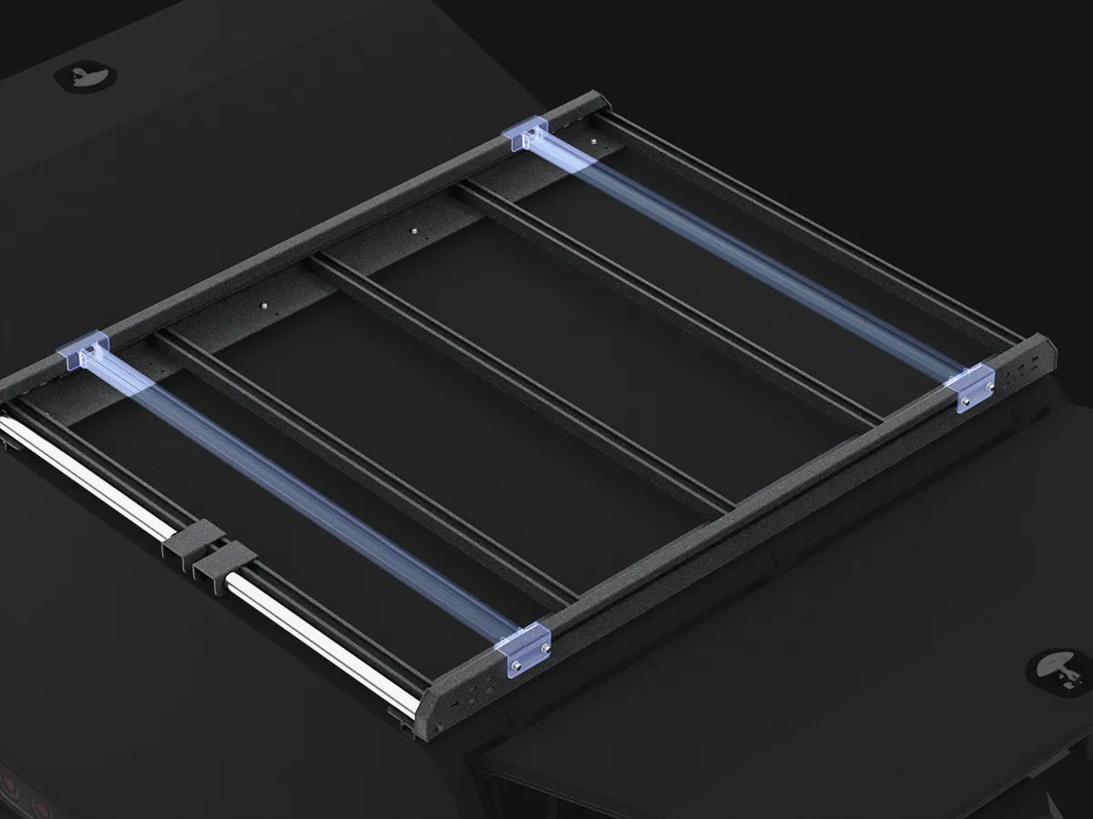 Roof rack platform with side C-slots and flush tent supports